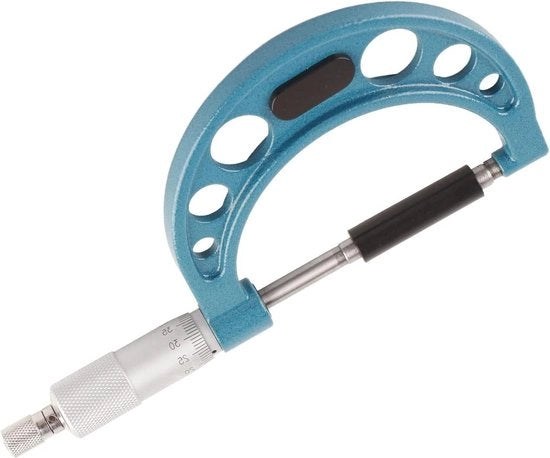 Micrometro esterno in acciaio inossidabile alta precisione con viti a gomito per misurare la spessore 50-75 mm, chiave 001 mm.