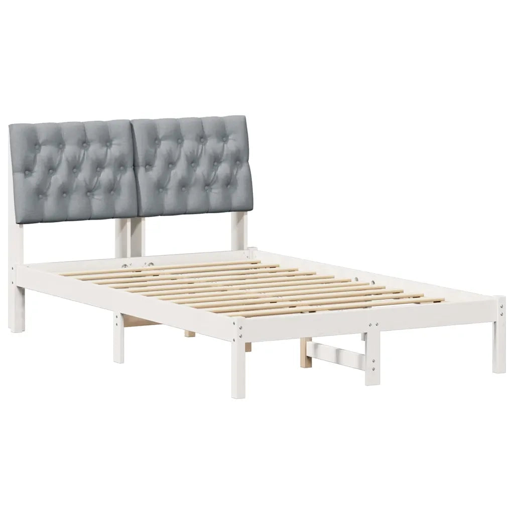 Letto con Testiera Rivestita-Struttura Letto con Testiera Bianco 120 x 200 cm