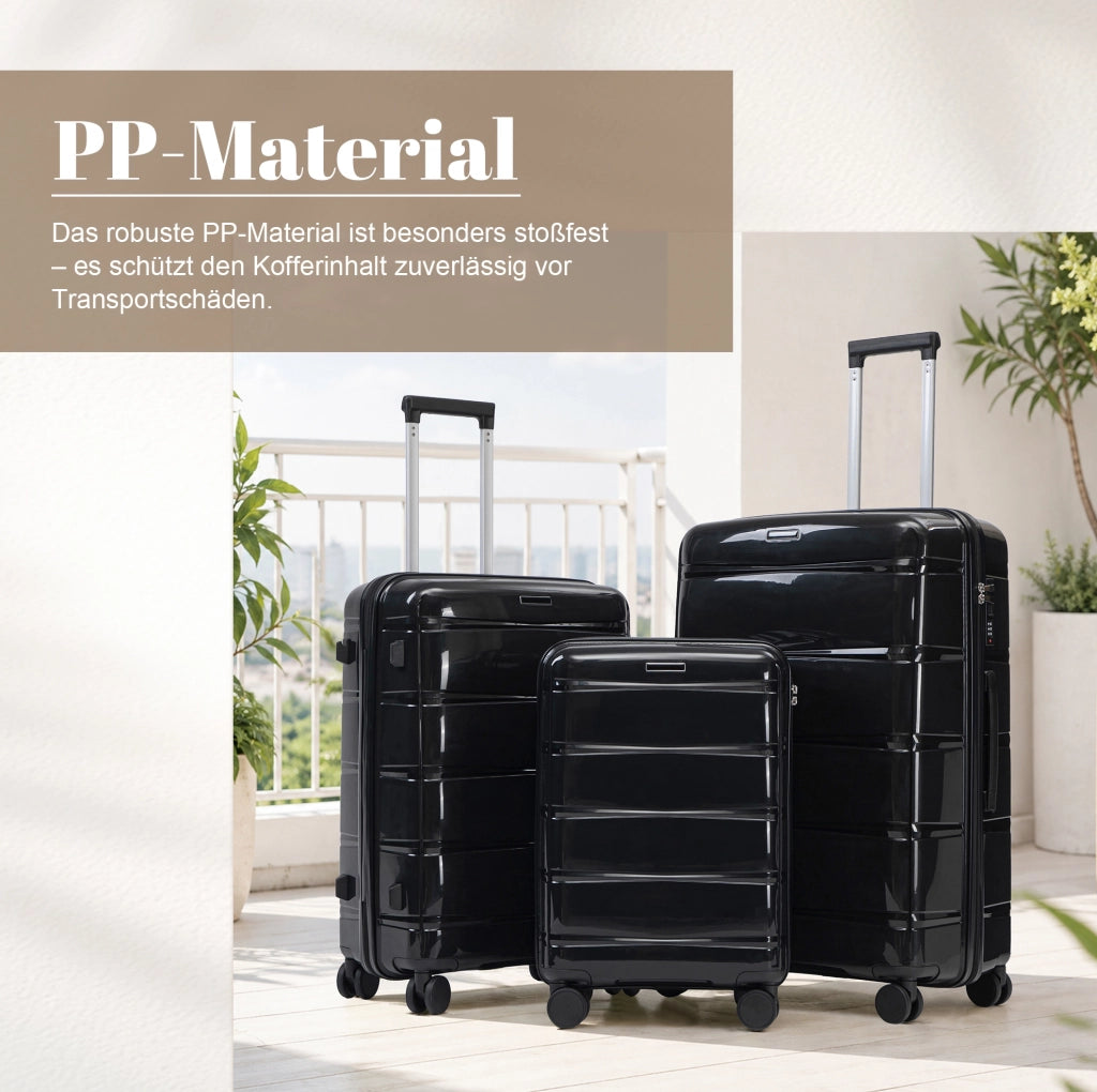 TROLLEY Set da 3 pezzi 50,8/61/71,1 cm in PP Nero