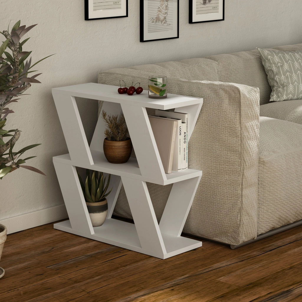 Tavolino laterale in legno "Lazena" - 60 x 22 x 57 cm - Bianco