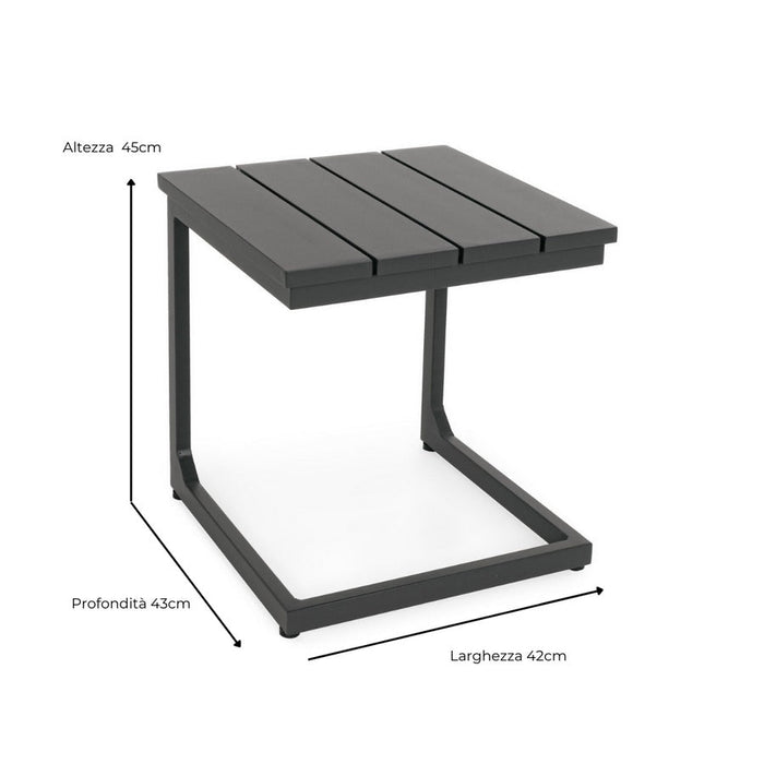 Tavolino design da Giardino Share grigio 41x41x45 cm in Alluminio Share Grigio