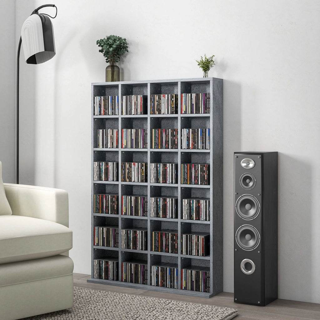 Libreria Mobile Porta CD/DVD ¨C Xylo ¨C Legno Grigio con Scaffale Ripiani Regolabili 89x130,5cm