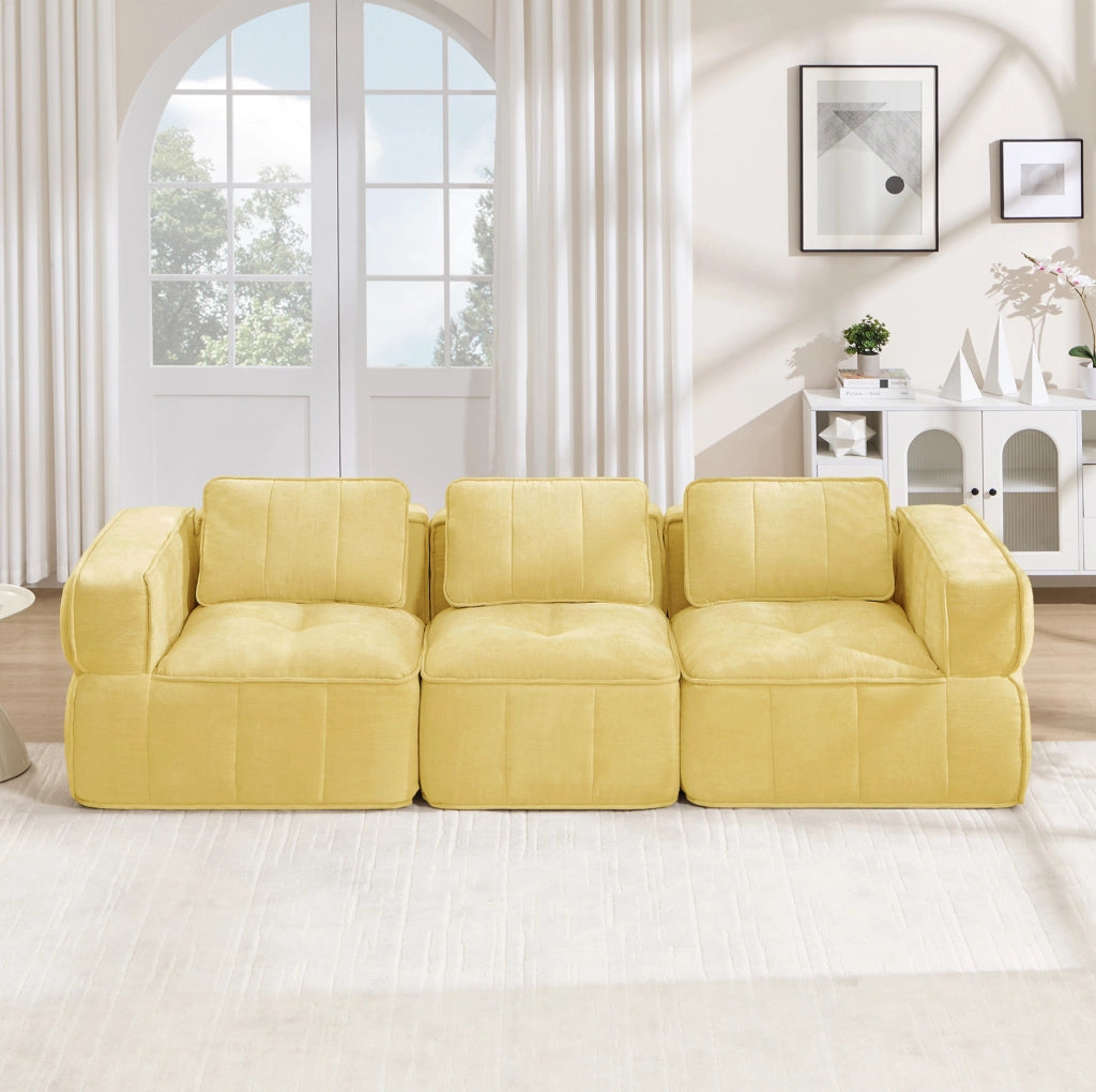 DIVANO Modulare Senza Struttura 271x93x67 cm Poliestere Giallo