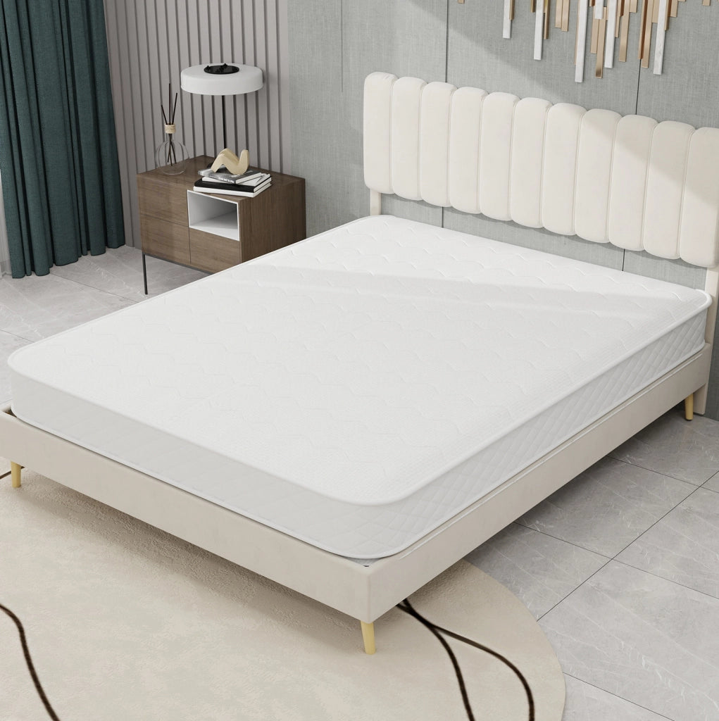 Materasso a molle insacchettate con memory foam e tessuto 3D bianco