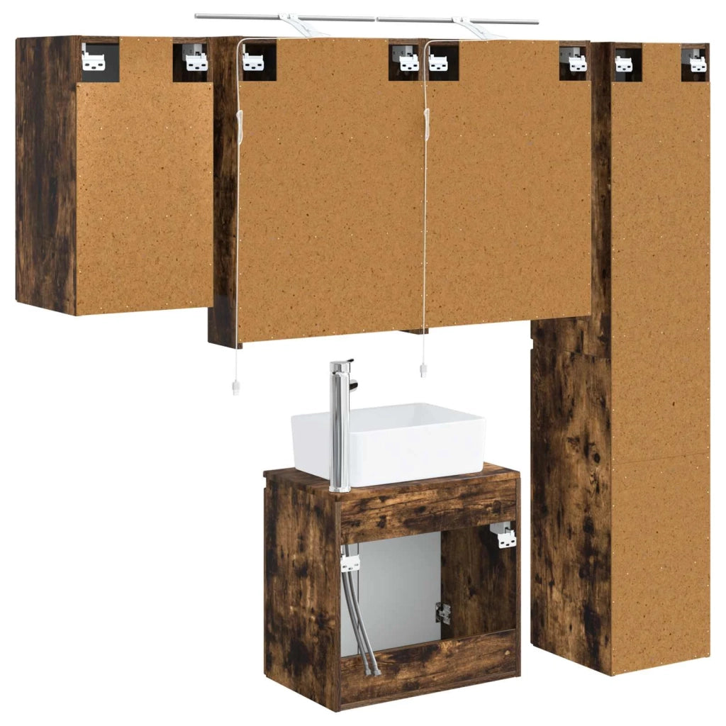 Set di Armadi da Bagno 5 pcs Rovere Fumo 50 x 14,5 x 70 cm 3407315