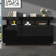 Credenza con 3 cassetti e 2 ante con LED e finitura lucida per soggiorno; cucina e sala da pranzo; nero