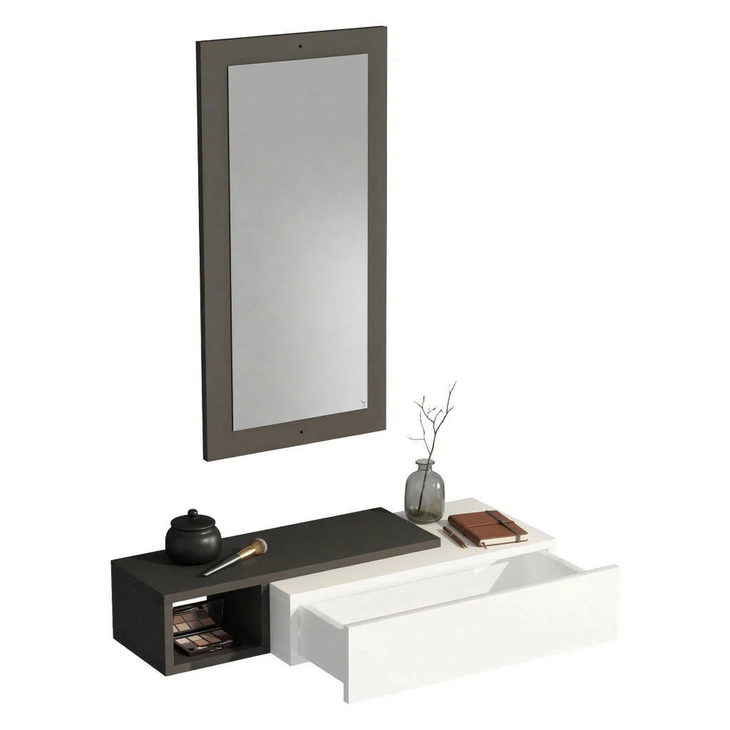 Ingria, Mobile da Ingresso Specchio Incluso, 82x30x16h cm Bianco