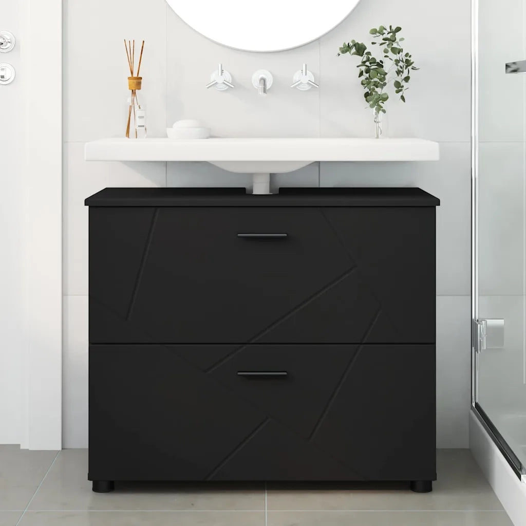 Mobile da Bagno con cassetto con porta Nero 76,5 x 35 x 64 cm 883295