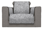 Copridivano con Copri Braccioli Seduta 60 cm in Poliestere e Cotone Grigio Scuro
