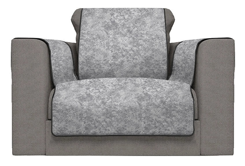 Copridivano con Copri Braccioli Seduta 60 cm in Poliestere e Cotone Grigio Scuro