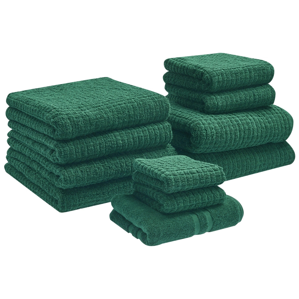 Set di 11 asciugamani Verde in cotone per ospiti Asciugamano da bagno e tappetino da bagno