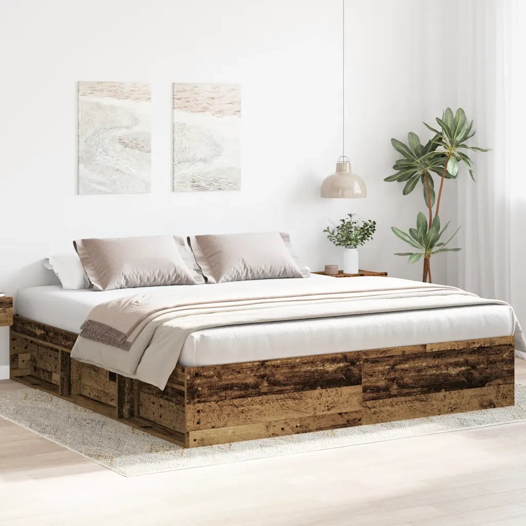 vidaXL Giroletto senza Materasso Legno Antico 180x200 cm in Truciolato