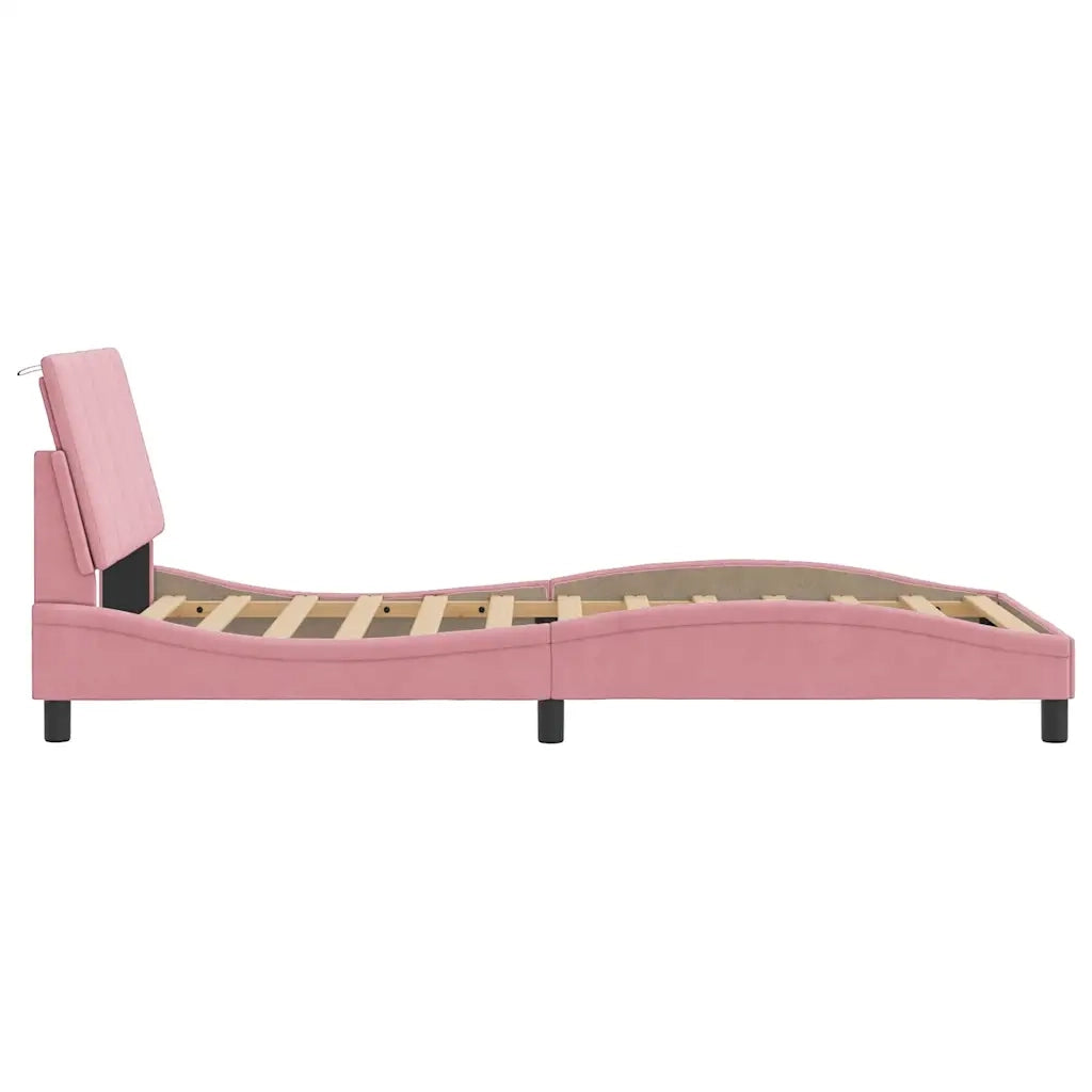 Giroletto senza Materasso-Struttura Letto Hanko Rosa 100x200 cm in Velluto