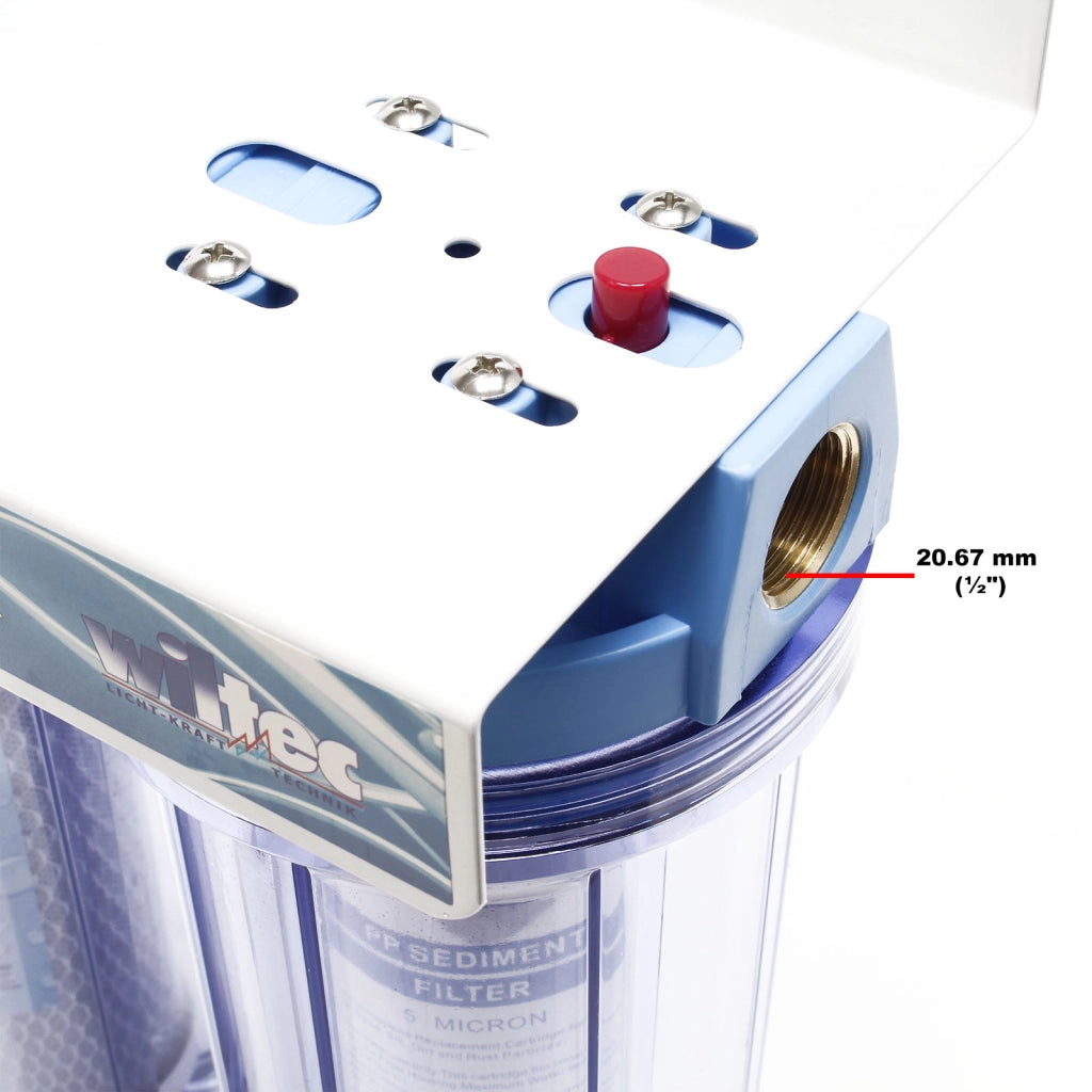 Naturewater Filtro dell'acqua a 3 livelli NW-PR103, con cartucce filtranti da 254 mm, attacco tubo 20,67 mm