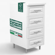 Cassettiera per Cucina Mobile Design Boiserie 4 Cassetti in Legno Colore Bianco