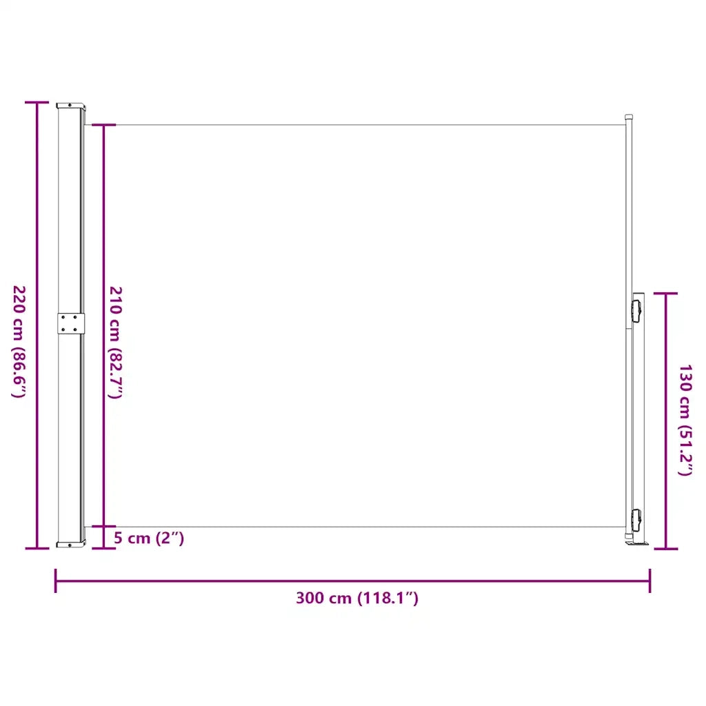 Tenda Laterale Retrattile per Patio 220x314 cm Crema 313424