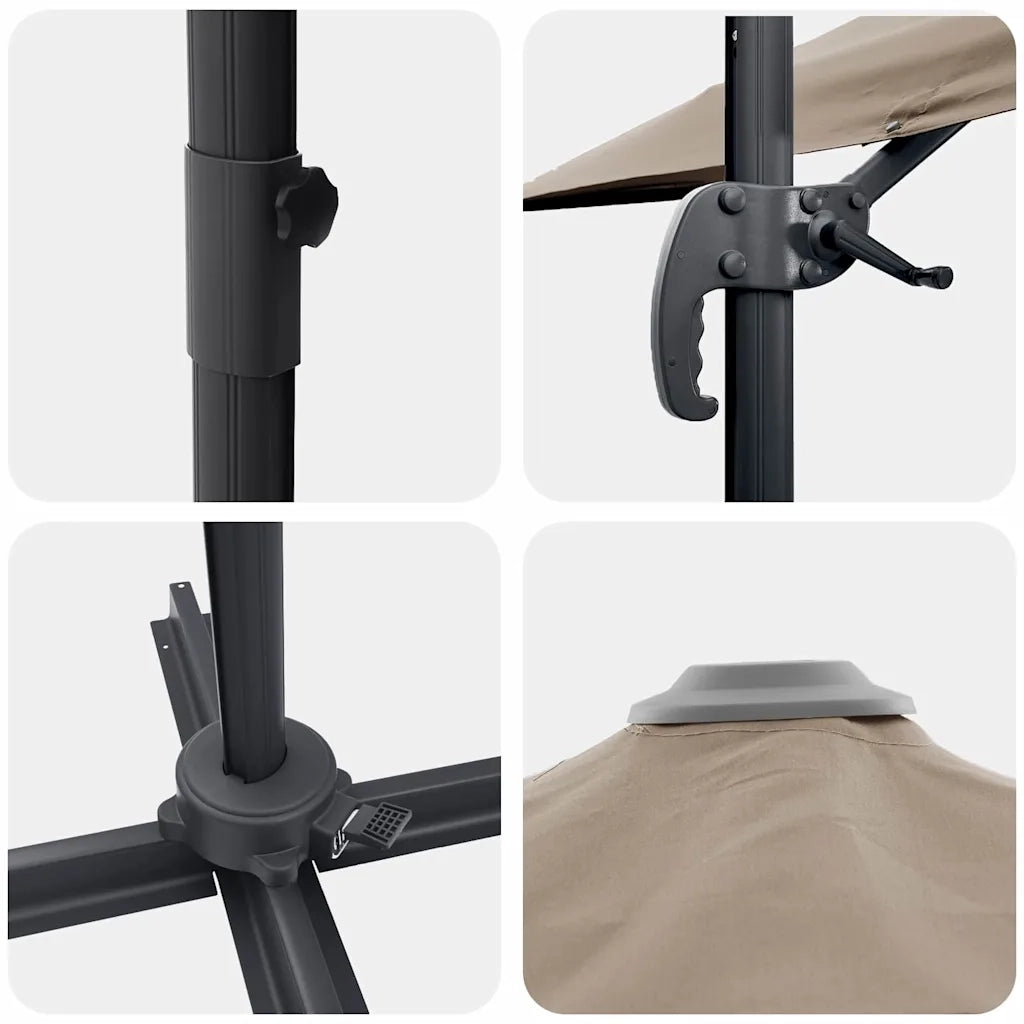 Parasole Roma-Ombrellone da giardino Talpa 286 x 284 x 265 cm Alluminio e Poliestere