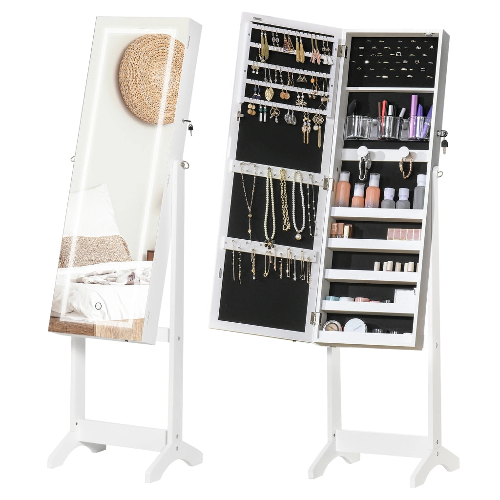 Specchio Portagioie con Luce LED ¨C zephmum ¨C Bianco 46x36.5x151.5cm