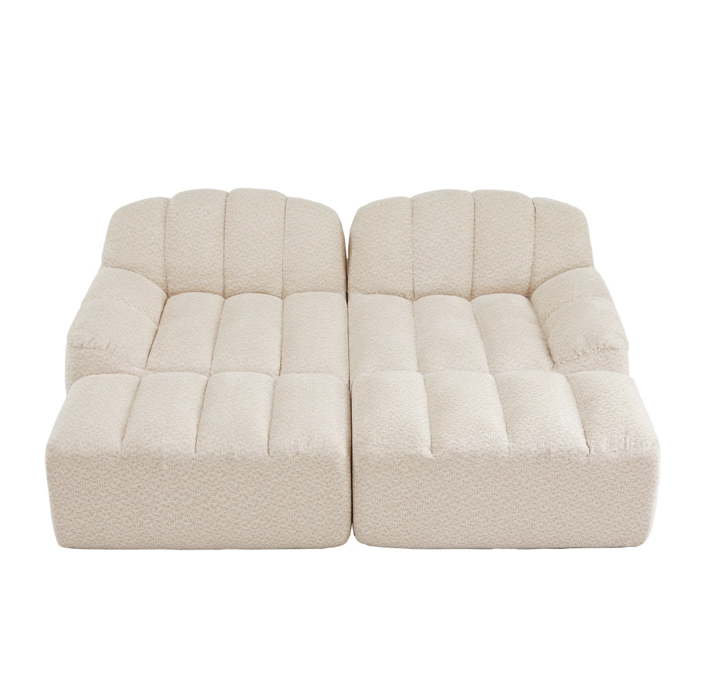 Divano modulare angolare senza struttura; 210x165x79 cm; in granulated fleece beige bianco