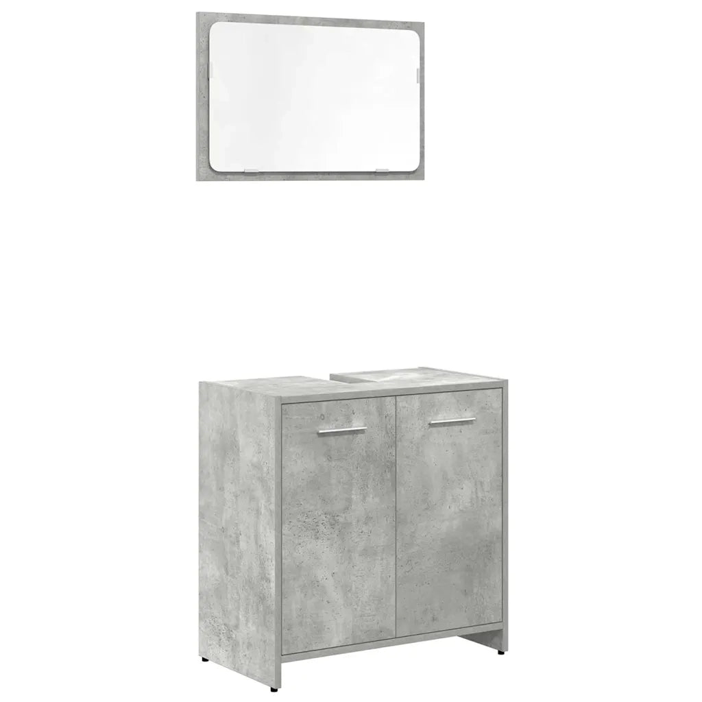 Set Mobili da Bagno 3 pz Grigio Cemento in Legno Multistrato