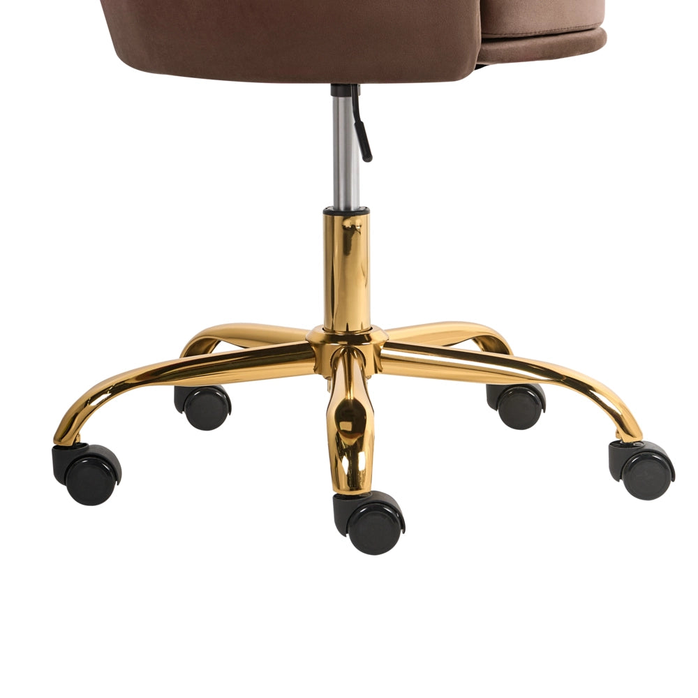 Sedia da ufficio in velluto di colore marrone con base girevole altezza regolabile elegante moderna