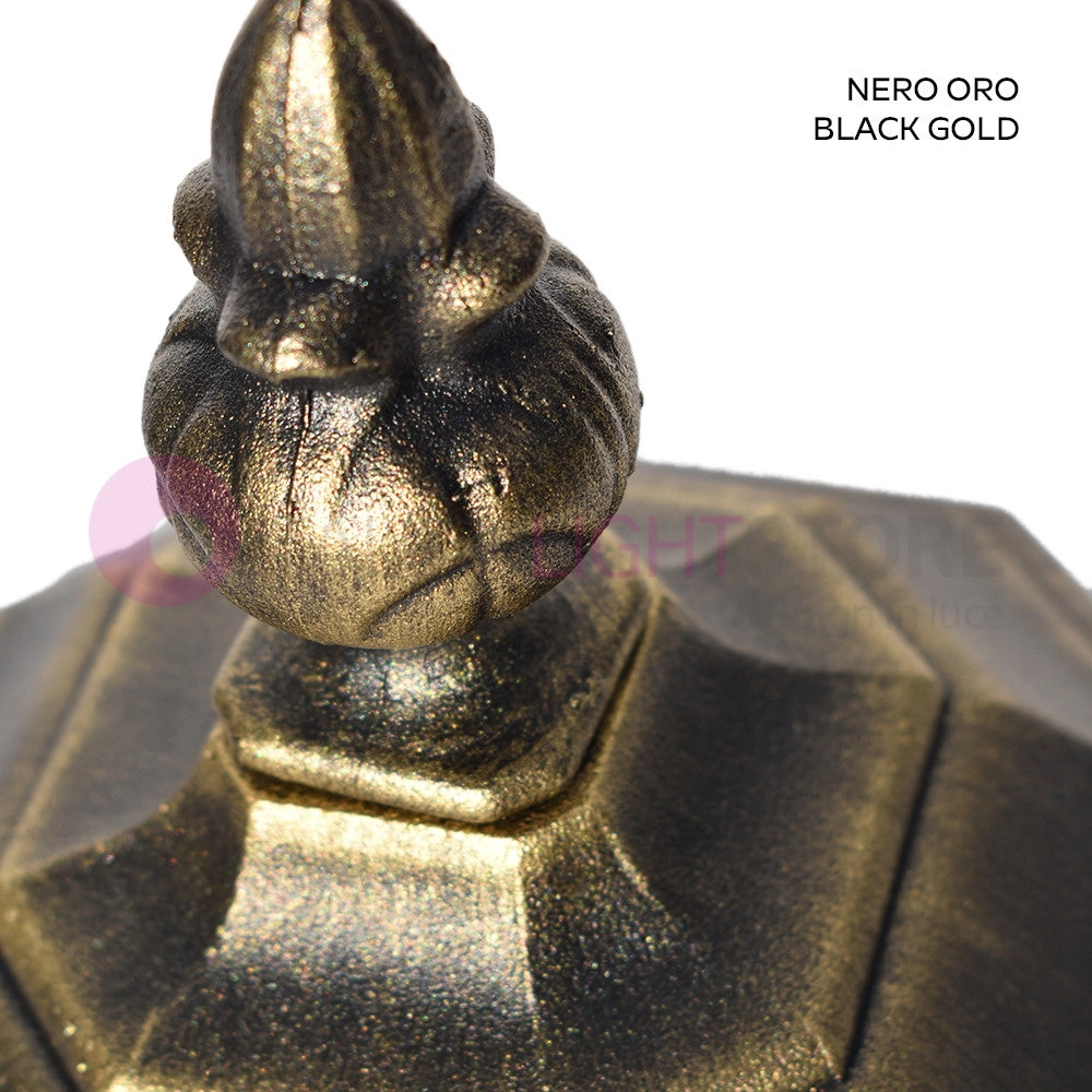 ENEA Applique Lanterna a Parete in Alluminio per Esterno Classica NERO-ORO GARDENLIGHT