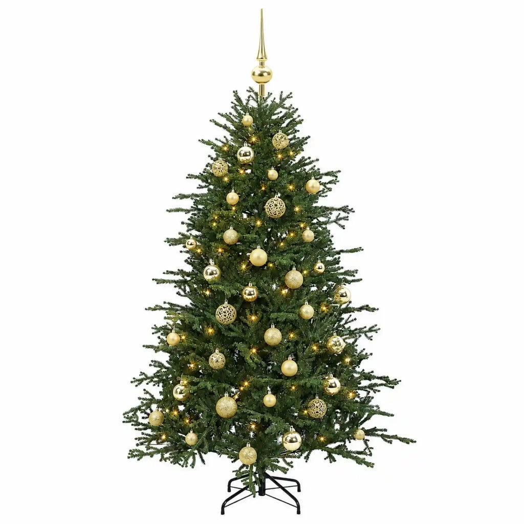 Albero di Natale artificiale con palline 120 cm 150 LED 3465689