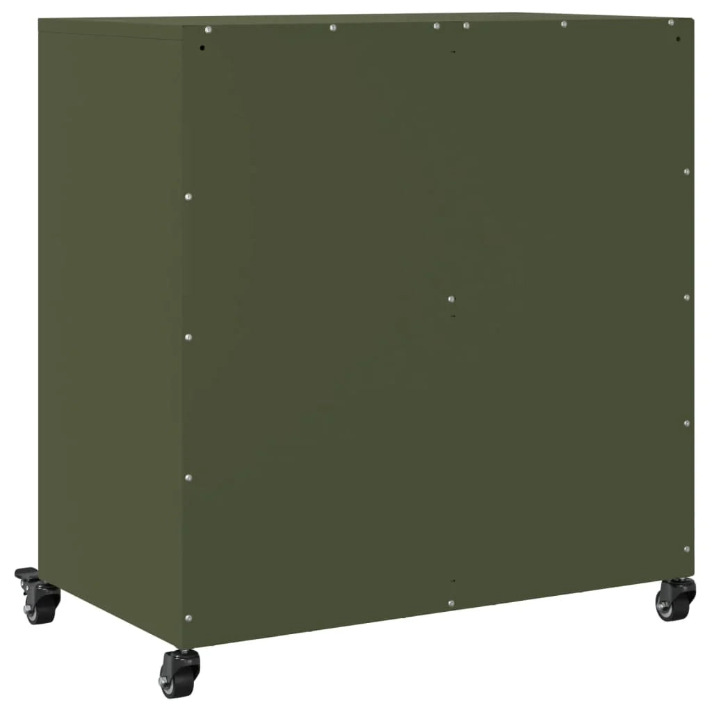 Buffet credenza cassettiera armadio mobile contenitore organizer per cucina soggiorno salotto verde oliva 68,5 x 39 x 72 cm acciaio verde 02_0036588