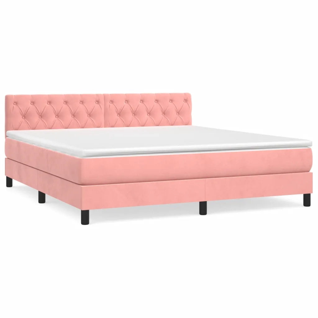 Giroletto a Molle con Materasso Rosa 160x200 cm in Velluto 3141496