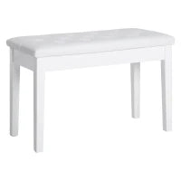 Sgabello Pianoforte Professionale con Vano Portaoggetti Ecopelle, Legno 76 × 36 × 50cm Bianco