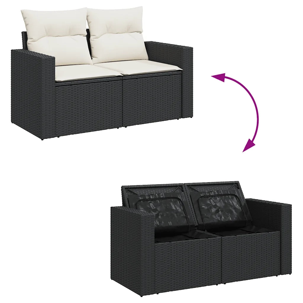 Set Divani da Giardino con Cuscini 7pz Nero Polyrattan 3327816