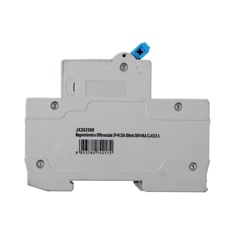 RCBO Interruttore Magnetotermico Differenziale Tipo A Curva C 3P+N 4M 6000A 300mA C25A AC 400V IP20 IEC61009-1