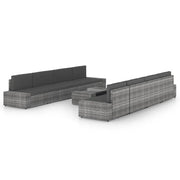 Set Divani da Giardino 9 pz con Cuscini in Polyrattan Grigio cod mxl 44528