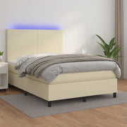Giroletto a Molle con Materasso e LED Crema 140x200 cm 3135827