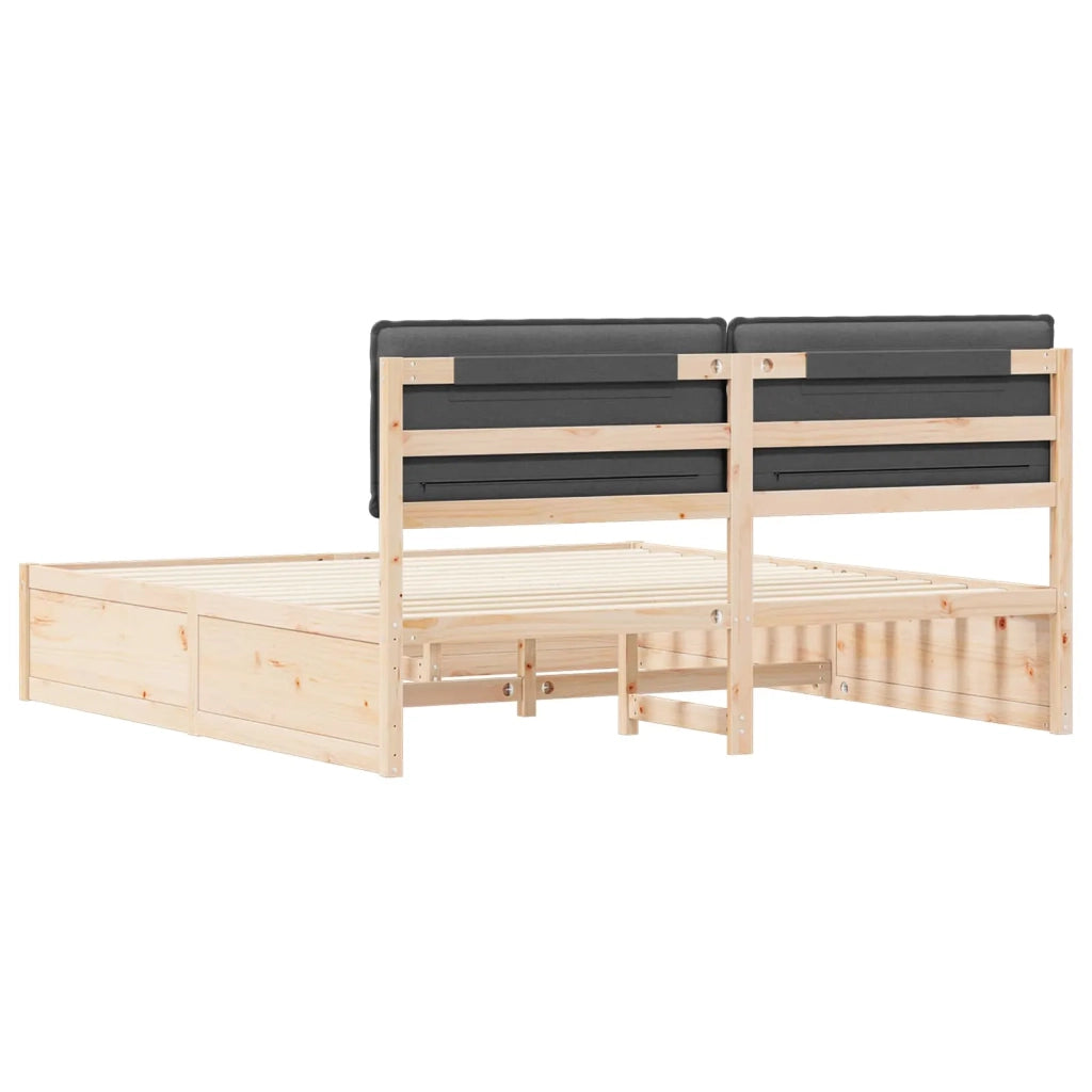 Letto con Testiera Rivestita Grigio scuro 200 x 200 cm
