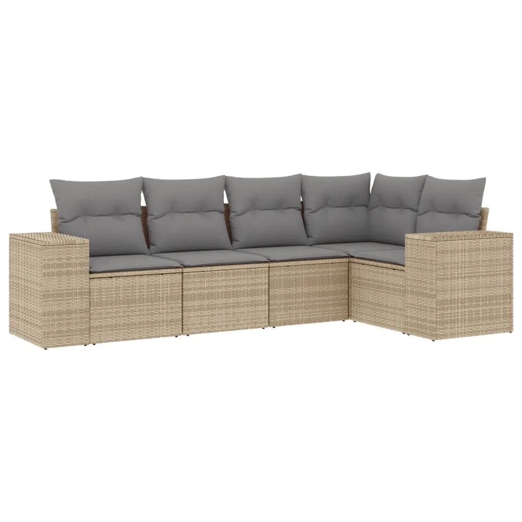 Set Divano da Giardino 5 pz con Cuscini Beige in Polyrattan 3254866