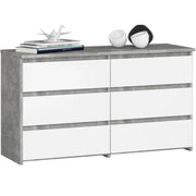 Cassettiera CL100 compatta AKORD Cemento 100 cm 6 cassetti inserto frontale Bianco 100x35x57 cm