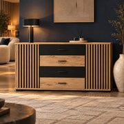 Madia 140 cm in MDF con 4 cassetti e 2 ante