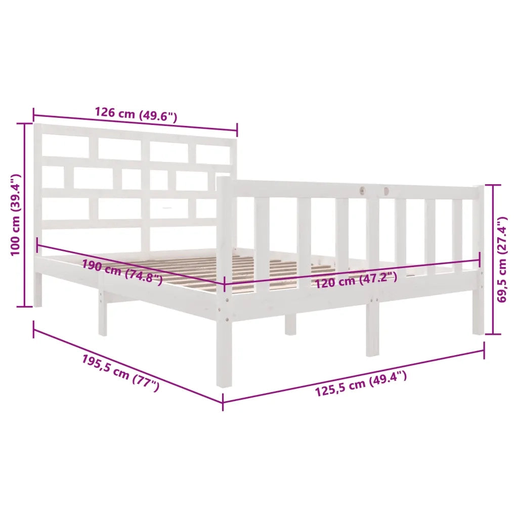 Giroletto-Struttura Letto Bianco in Legno Massello di Pino 120x200 cm 140031