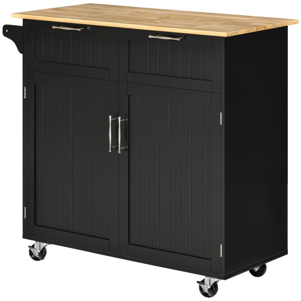 Carrello Cucina Multiuso con Cassetti e Ante ¨C Zephmum ¨C Legno 104x46x91 Nero