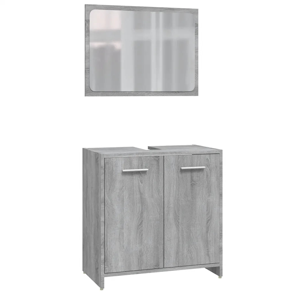 Set Mobili da Bagno 4 pz Grigio Sonoma in Legno Multistrato cod mxl 16355