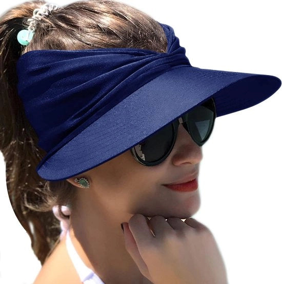 Cappello da sole con grande bordo e protezione UV per donne - Blu scuro Unico modello