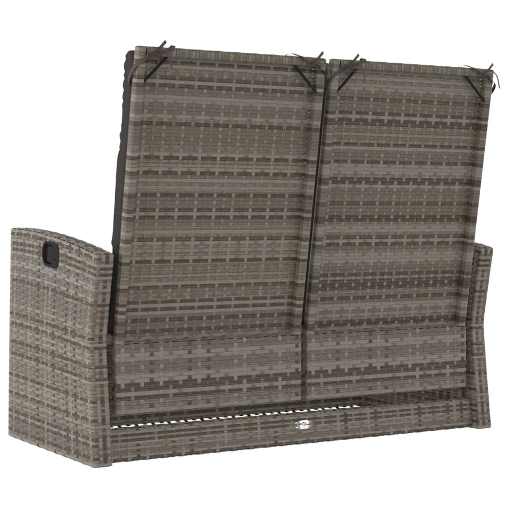 Panca da giardino mobile da giardino per esterni terrazza reclinabile e cuscini grigi 118 x 62 x 95 cm resina intrecciata 02_0011737