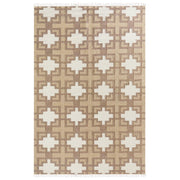Tappeto in iuta intrecciata di cotone naturale beige con nappe a motivo geometrico 200 x 300 cm stile boho soggiorno camera da letto