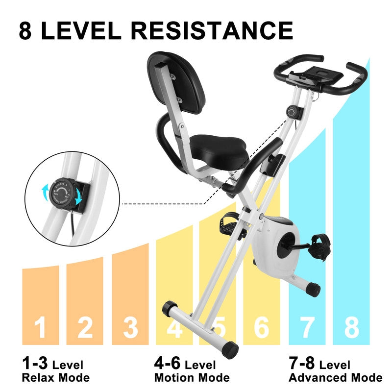 Cyclette pieghevole , resistenza magnetica a 8 livelli, sedile regolabile, con volano magnetico da 2,5 kg, silenziosa e liscia