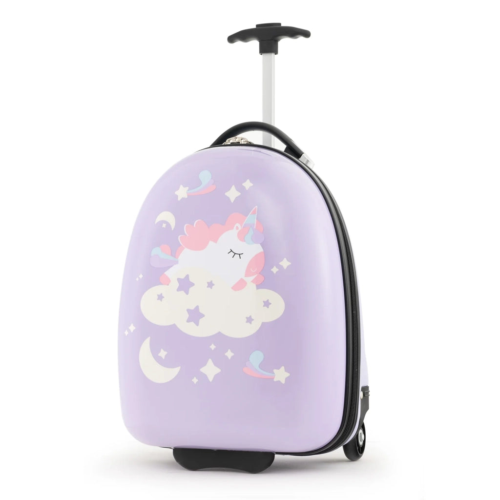 Valigia con ruote per bambini 33 x 26 x 48-81 cm rigida organizzata fantasia PC colorata blu/viola 20_0020982