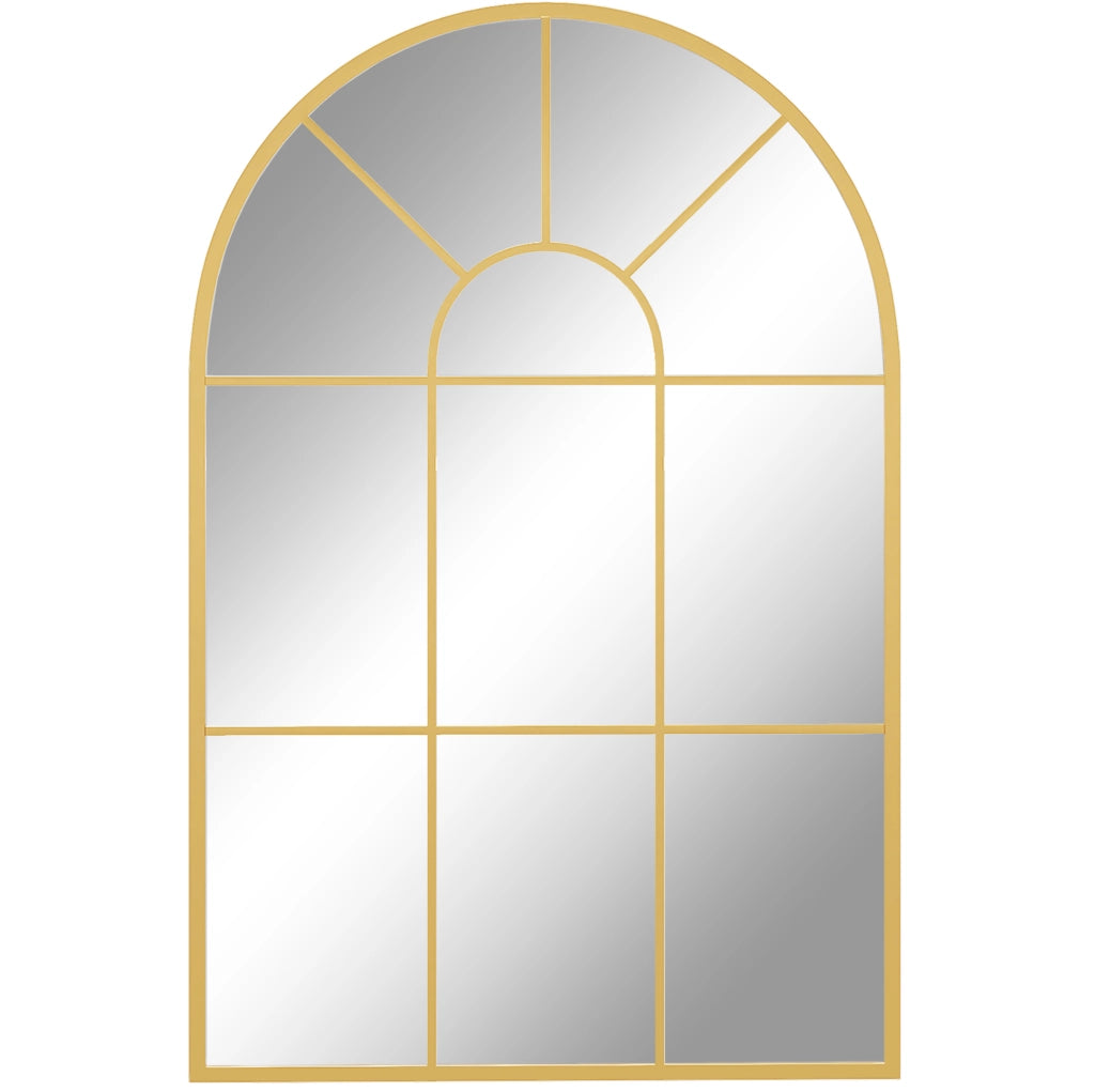 Specchio da parete ad arco con cornice in metallo oro 91x60 cm
