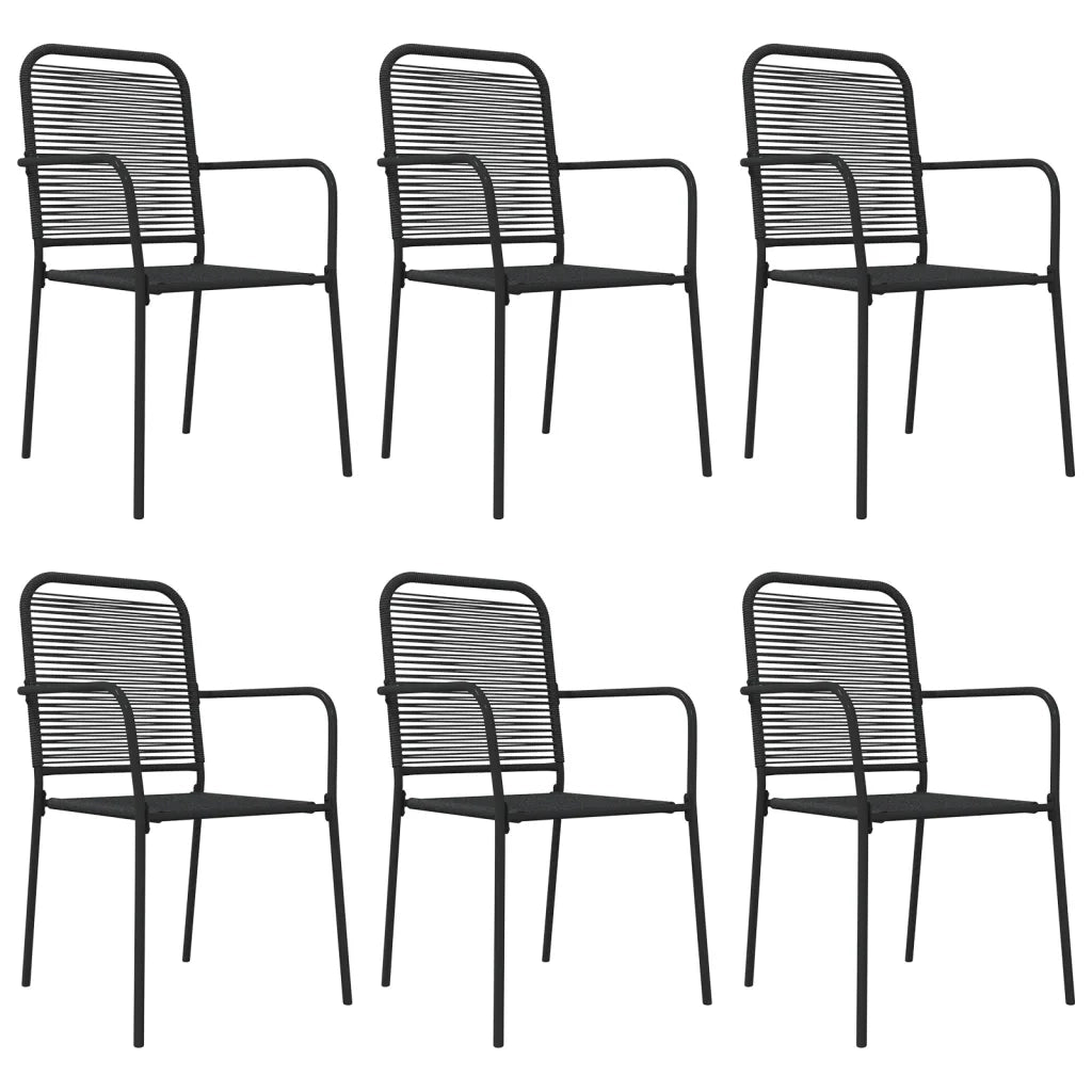 Set da Pranzo da Giardino 7 pz Nero Corda di Cotone e Acciaio 3156541