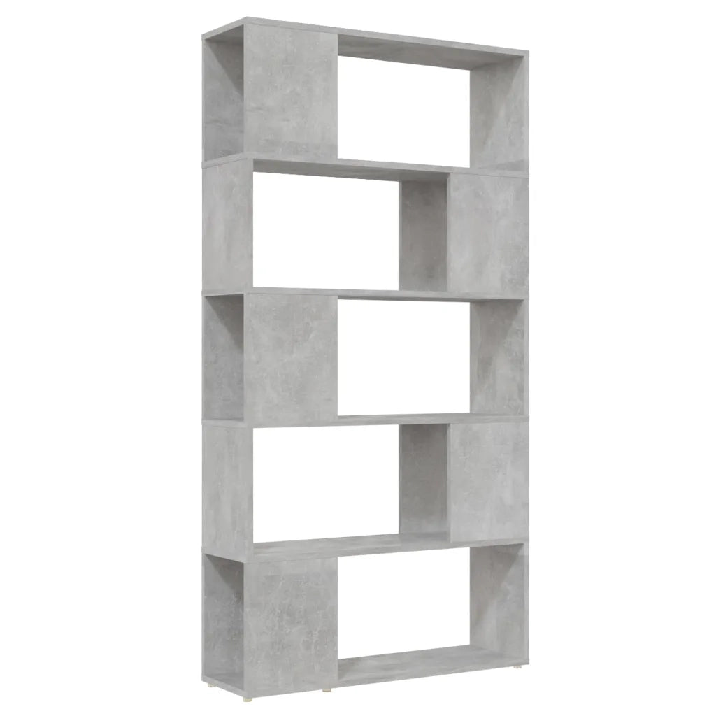 Libreria Divisorio-Scaffale per Libri-Mobile di Stoccaggio Grigio Cemento 80x24x155 cm in Truciolato