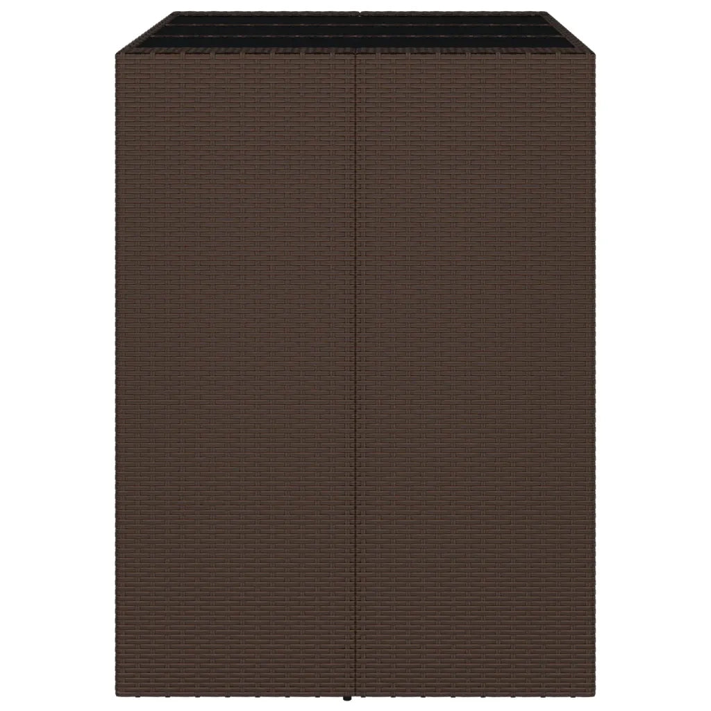 Tavolo Bar con Piano in Vetro Marrone 105x80x110 cm Polyrattan